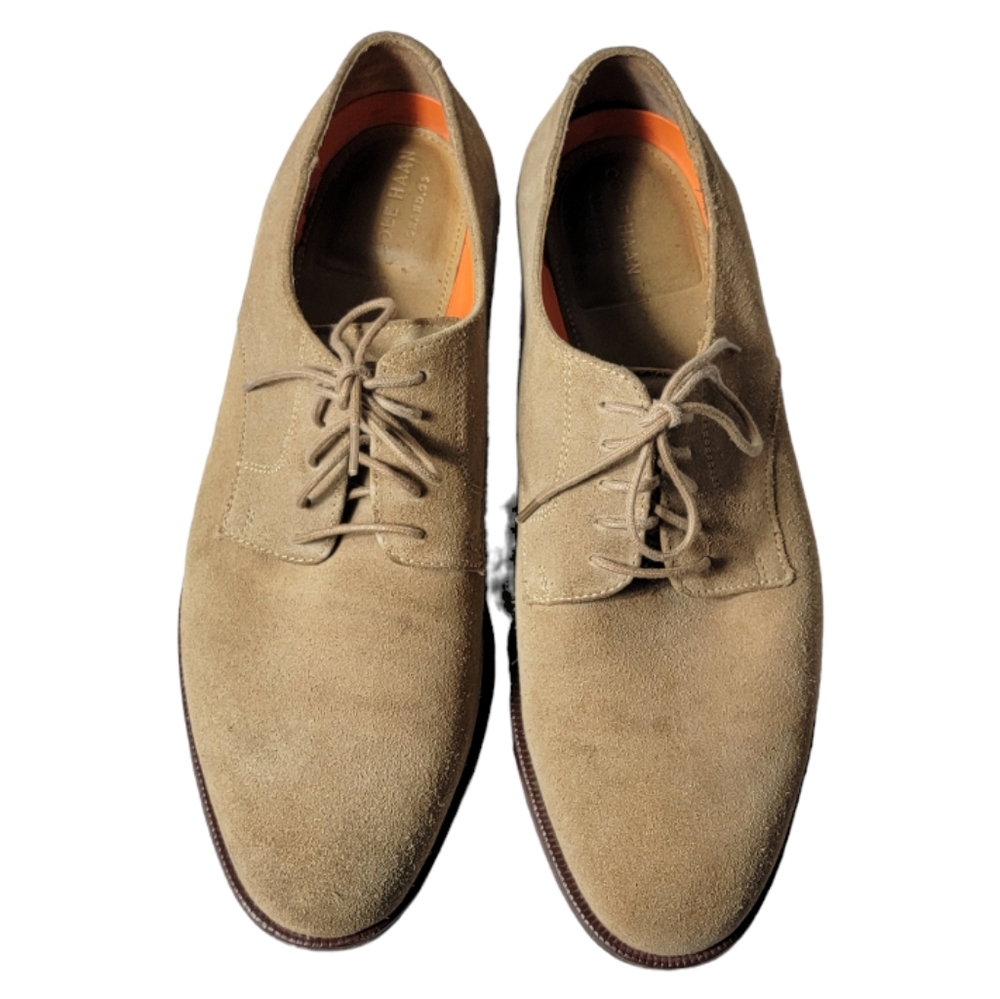 Cole Haan Grand OS plain toe oxford shoes men's size 9 tan suede